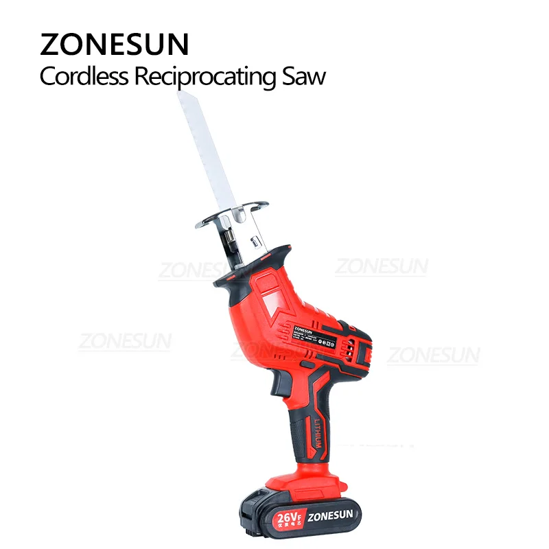 ZONESUN Cordless Reciprocating Saw Adjustable Speed Electric Saw Saber Saw Portable for Wood Metal Cutting Chainsaw