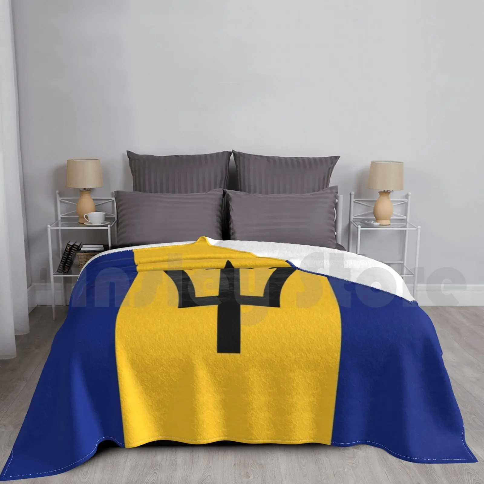 Barbados Flag Blanket Super Soft Warm Light Thin Union Jack Flag Britain