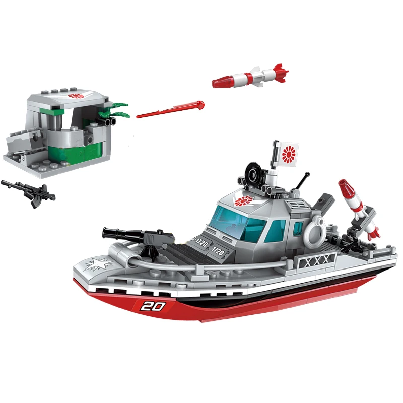 

Enlighten Building Block Military Battle Sea Force Coastline Conflict 3 Figures 235pcs Educational Bricks Toy Boy Gift