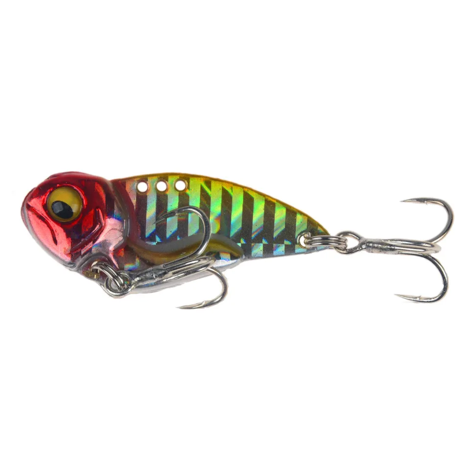 1pcs Metal VIB Fishing Lure 4.5cm/12.8g Whole stroke tremor Vibration Spoon artificial Hard Bait with Blood hook Wobbler Cicada