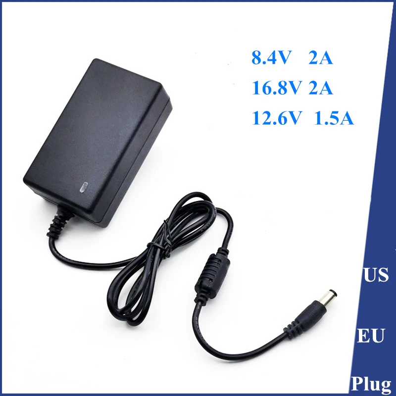 16.8V 2A 12.6V 1.5A 8.4V 2A 18650 Lithium Battery Charger DC 5.5MM*2.1MM 110-220V Lithium Li-ion Battery Wall Charger