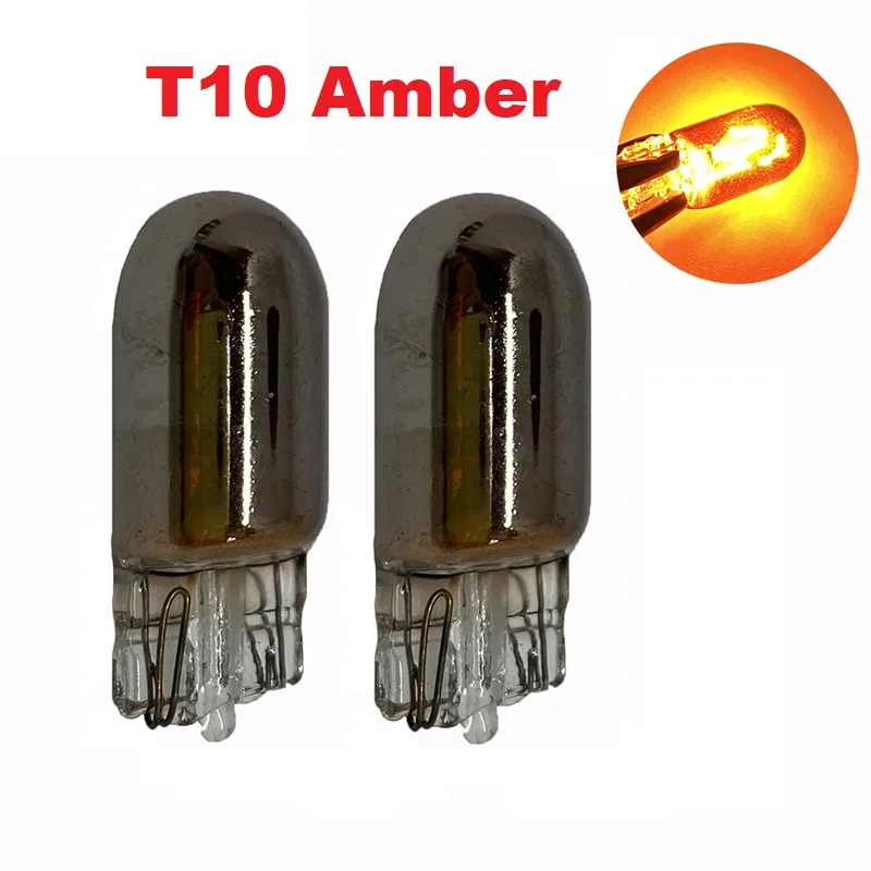 

1pcs Amber T10 W5W 501 194 Silver Chrome Signal Lamp Glass 12V 5W t10 halogen lamp Car Bulb Auto Interior Light Car Styling