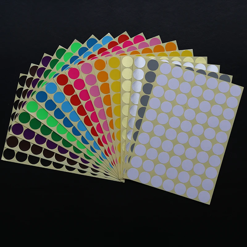 Round Colorful Writing Stickers, Dot Blank, Self-Adhesive Circle Paper Tag, DIY, 6mm, 8mm, 10mm, 13mm, 19mm, 15 Sheets per Lot