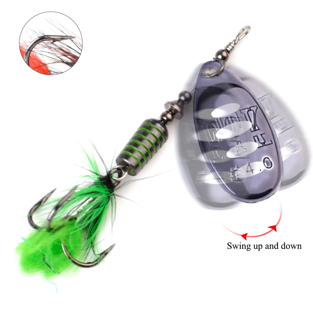 NGB 1 Stück Spinner-Bait Löffelköder Metall-Angelköder 13 Farben 7,5g 12g 17,5g Hecht-Barsch-Hartköder mit Feder-Dreifachhaken 1 # – Detail 1