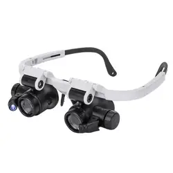 Head Mounted Glasses Magnifier With LED Light Magnifying Glass led lupa For Watchmaker Jewelry Optical Len Glass Magnifier Loupe