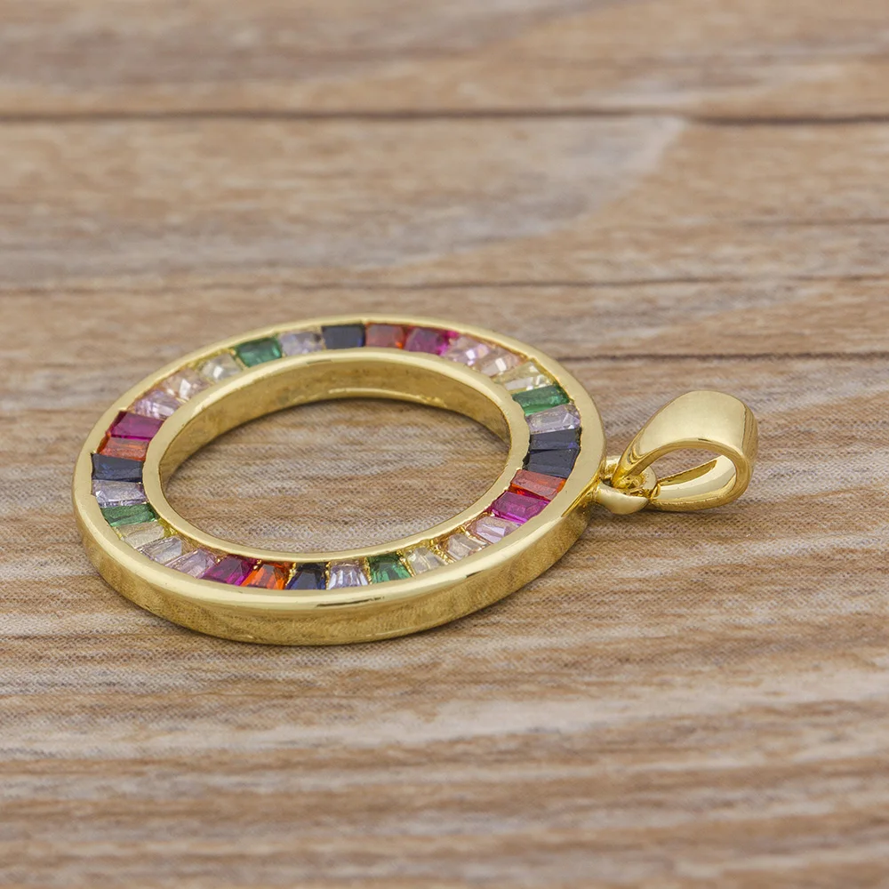Nidin Fashion Rainbow Necklace Multicolor Pendants Charm Jewelry Long Chain Necklace For Women Fine Birthday Party Gift