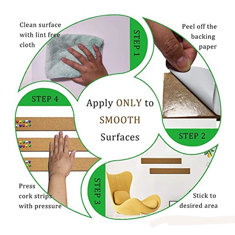 Tiras de cortiça placa de 35 pcs, 4 unidades pinos 15x2 polegadas-1/2 polegadas grosso de cortiça barra de propaganda para escritório, escola