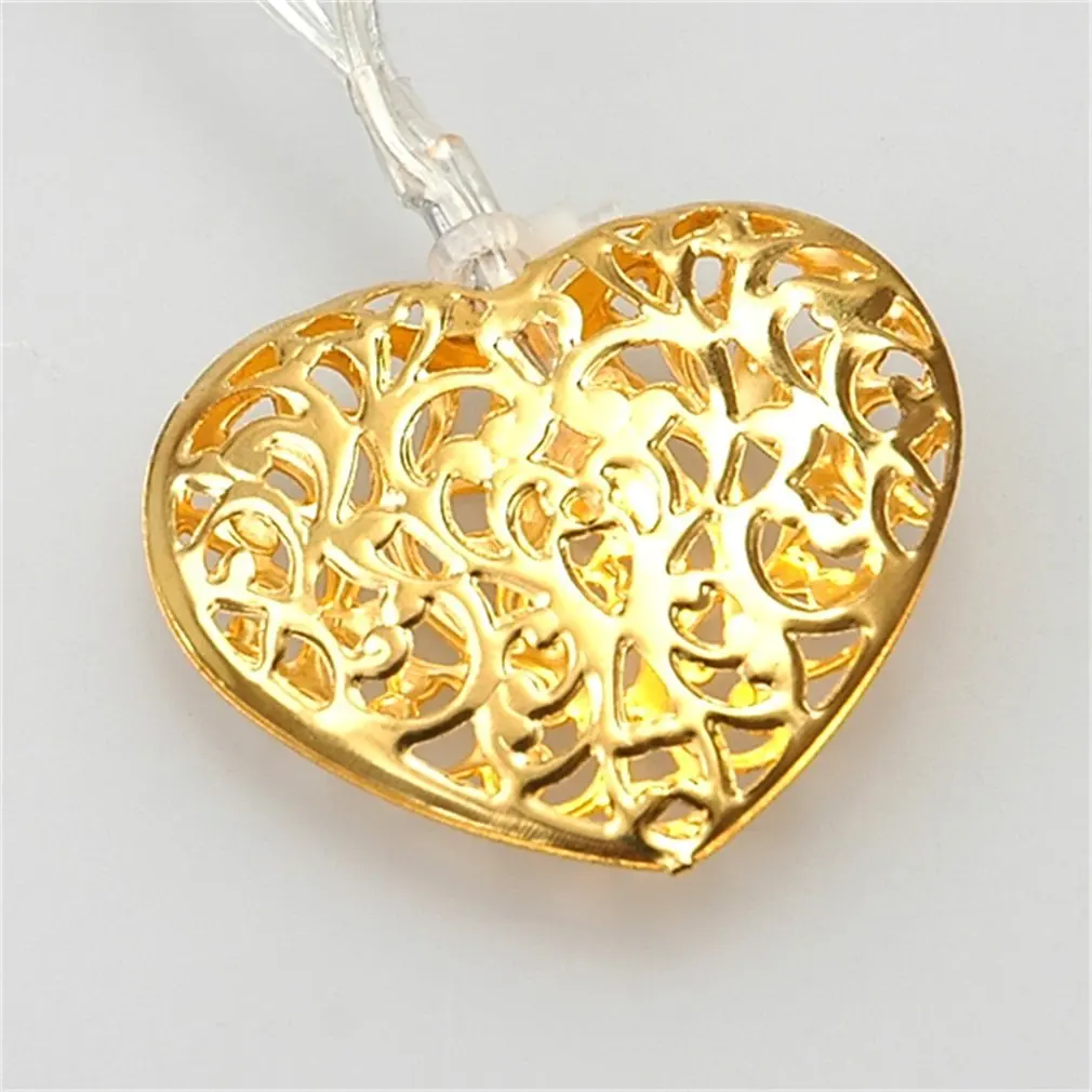 Il più nuovo 20 LED dorato a forma di cuore scintillante fata String Light Christmas Party Garden