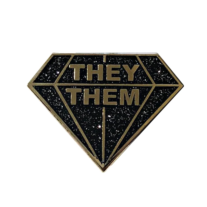 theythem pronoun diamond hard enamel pin