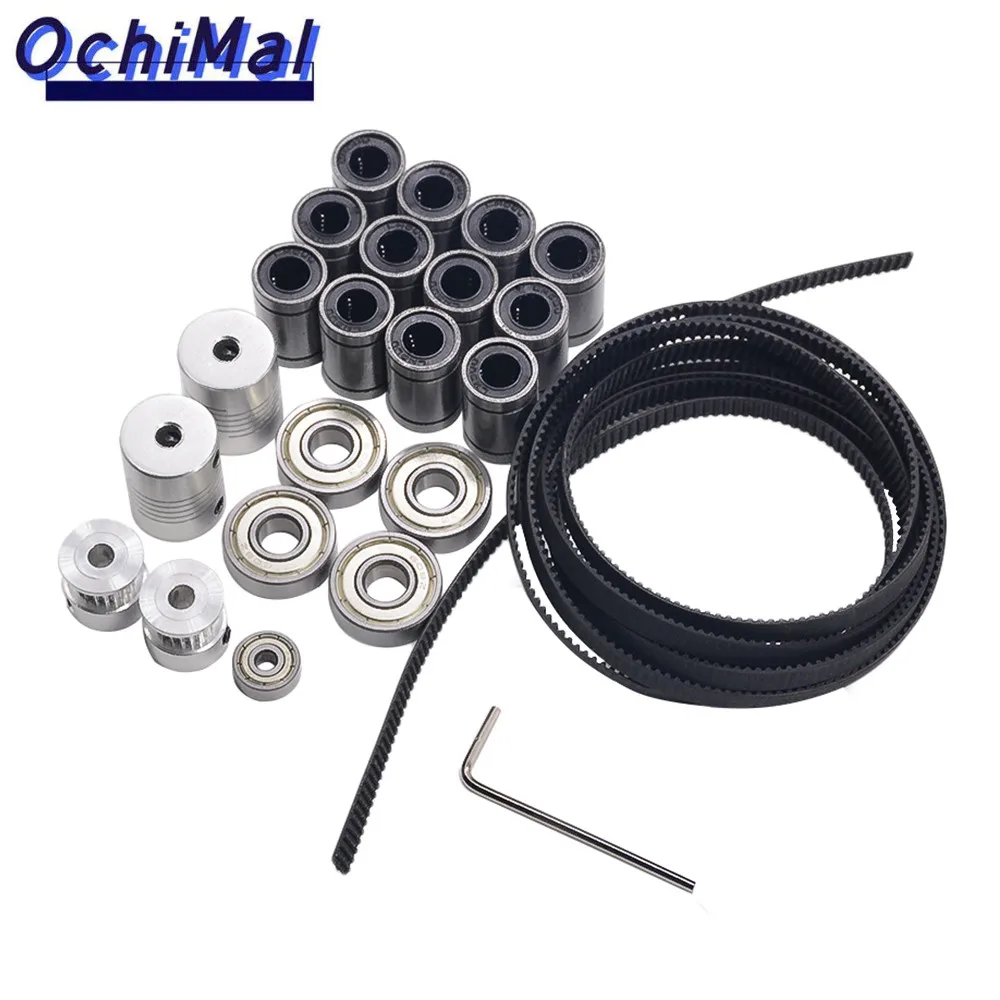 

22pcs/lot movement kit for 3d printer reprap prusa i3 include GT2 belt pulley,LM8UU,608zz,624zz and coupler