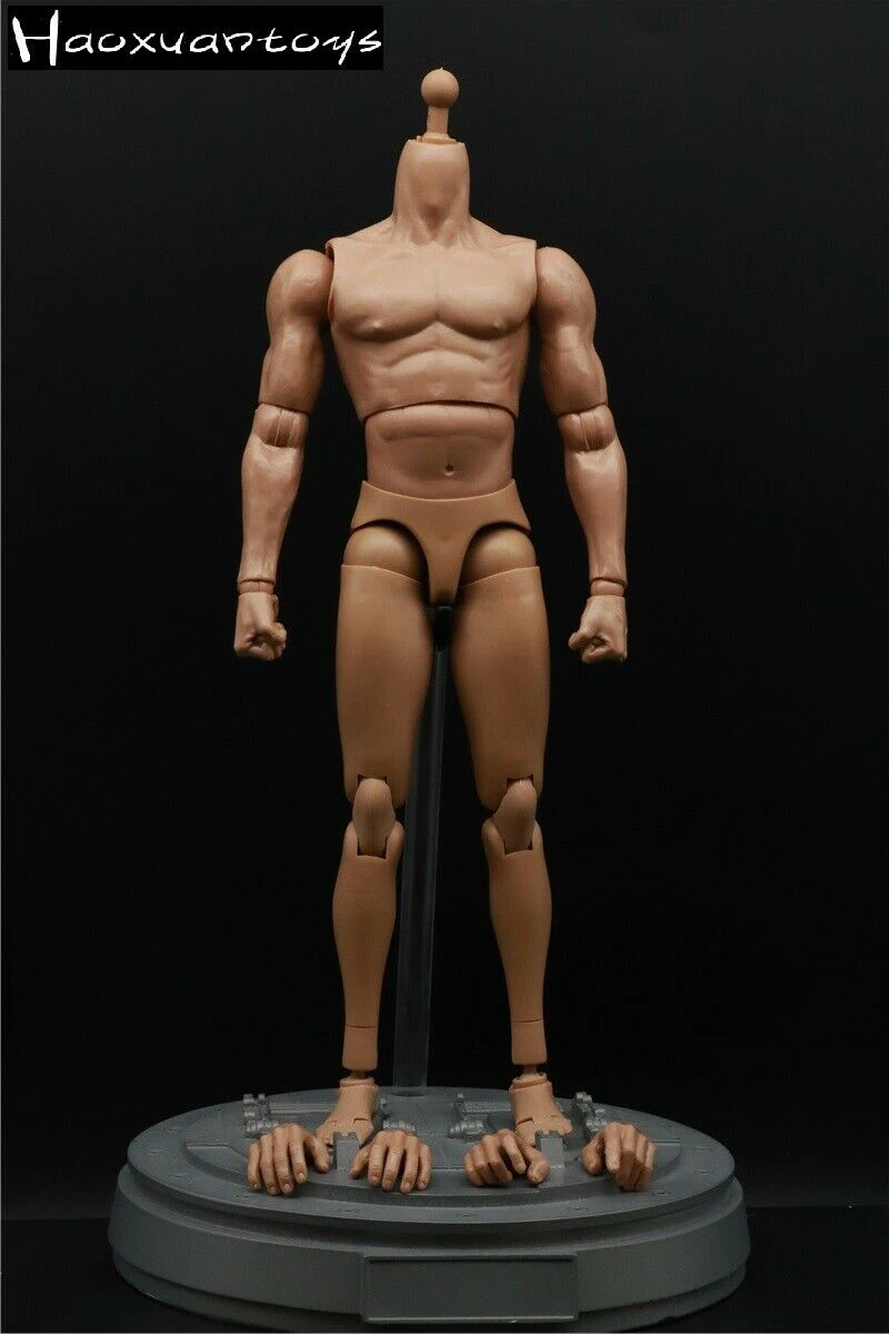 Haoxuantoys 1/6 Scale Male Strong Muscle Joint Body 28cm Soldier Flexible Action Figure Model Doll Fit 1:6 HT Head Sculpt