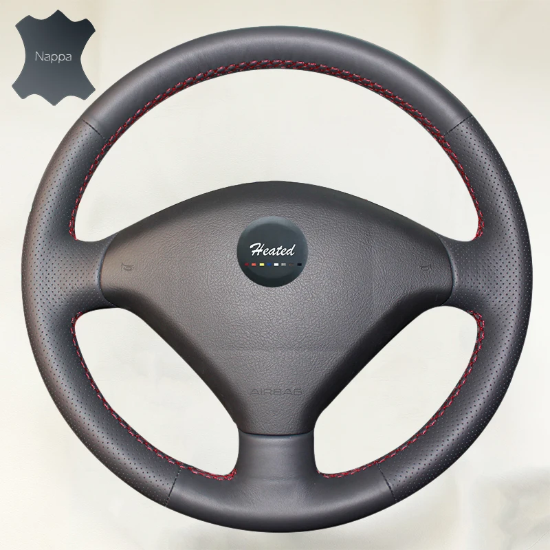 

Genuine Leather Car Steering Wheel Cover for Peugeot 307 Soft Anti-slip Cowhide Cover Braid on the steering wheel Car-Styling
