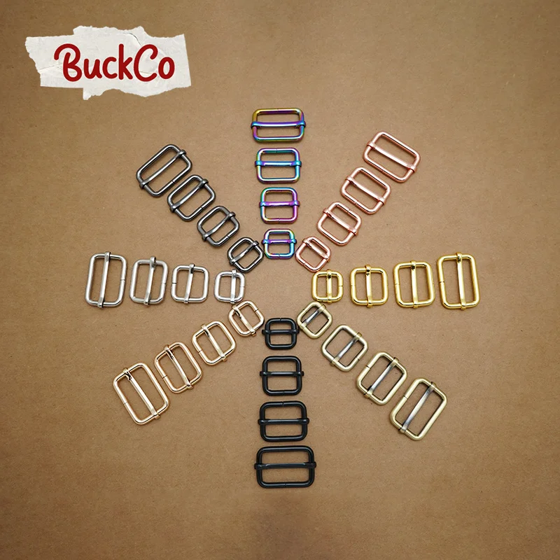 1pc Metal non-welded plating roller pin adjuster buckles for backpacks straps cat dog collar DIY accessory 8 colours 4 sizes