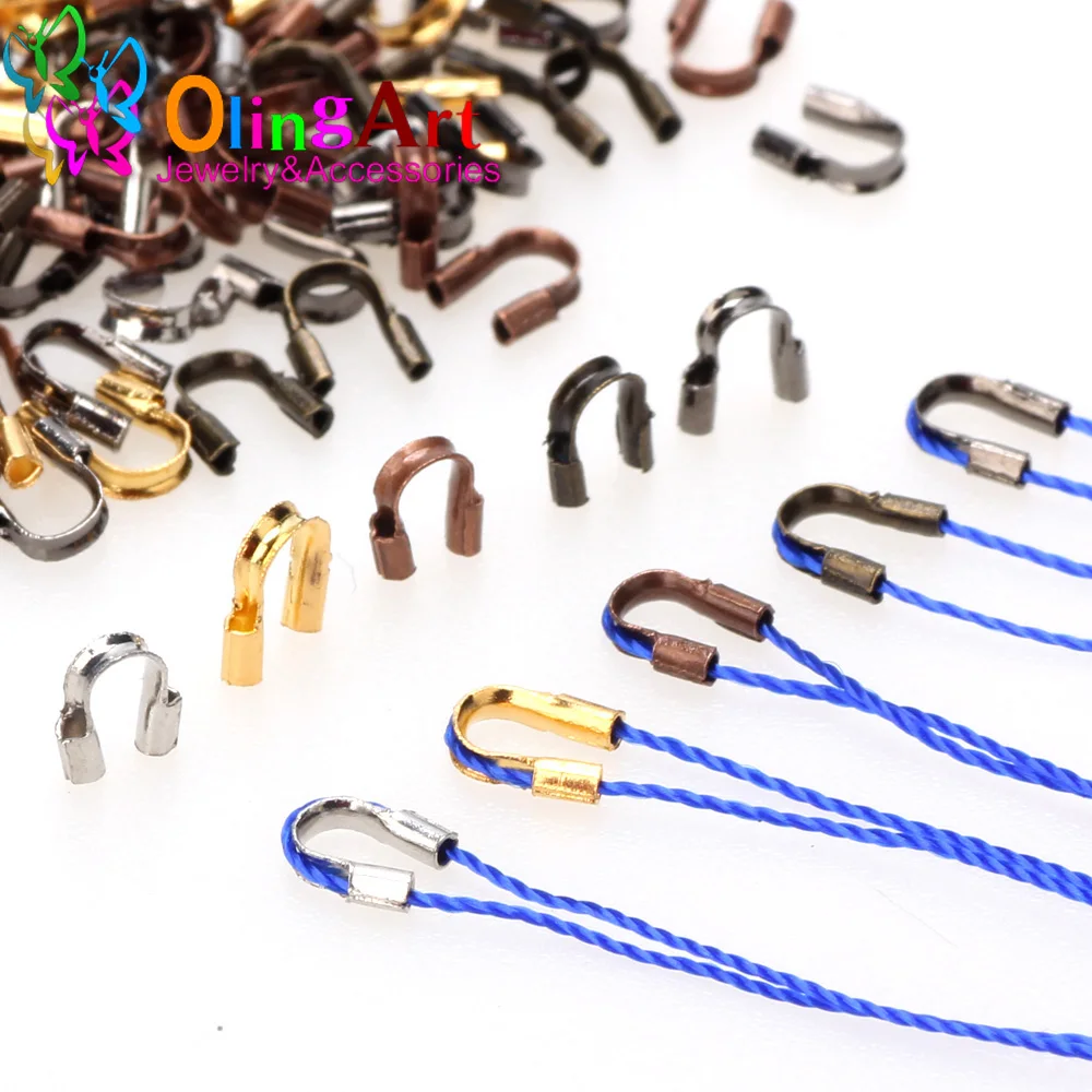 Olingart-Protectores de alambre de latón, 100 piezas, 6,5/4,5mm, guardián, bucles, cierres en forma de U, conector para fabricación de joyas