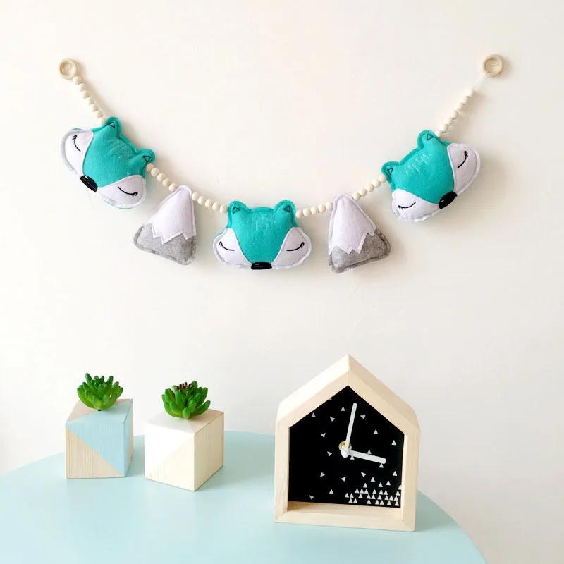 1pc Nordic Fox Handmade Wall Hanging Ornaments Christmas Birthday Cartoon Nursery Star Garlands Kids Room Crib Tent Bed Pendants