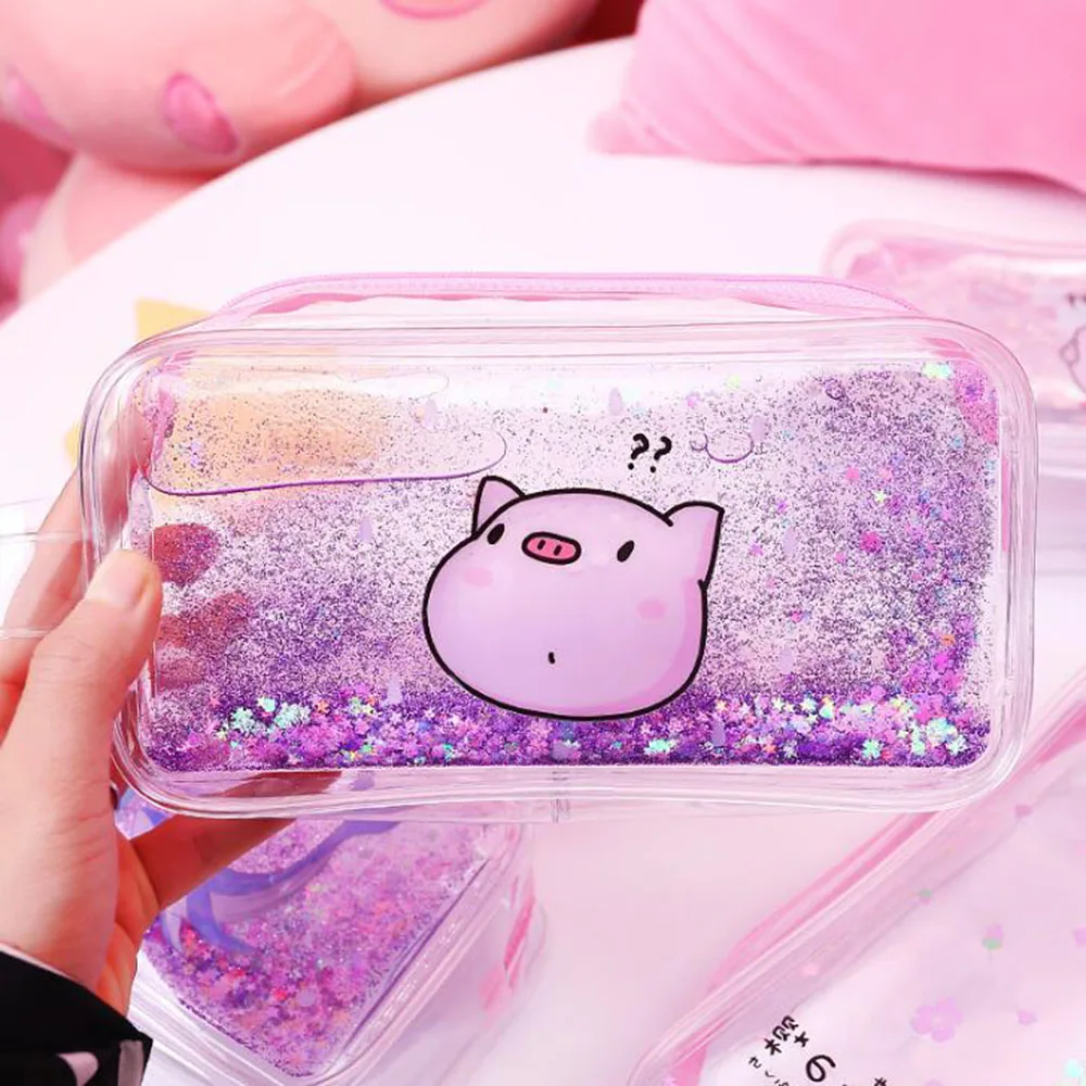 Quicksand Clear Pen Pencil Case Large Capacity Zipper Bag Box Pouch Holder Stationery Accessory School Student Office Supplies