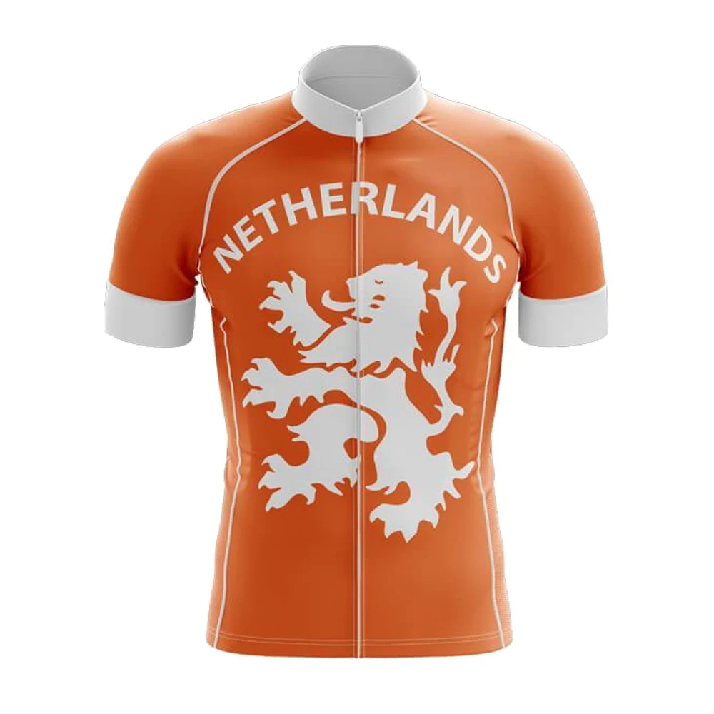 Netherlands Men Cycling Jersey Set Bike Team Bib Shorts Gel Breathable Pad Can Customize