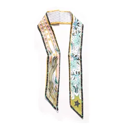 New Scarf Fashion Korean Printed Small Silk Women Girls Handle Bag Ribbons Headband Small Long Skinny Scarves шарф