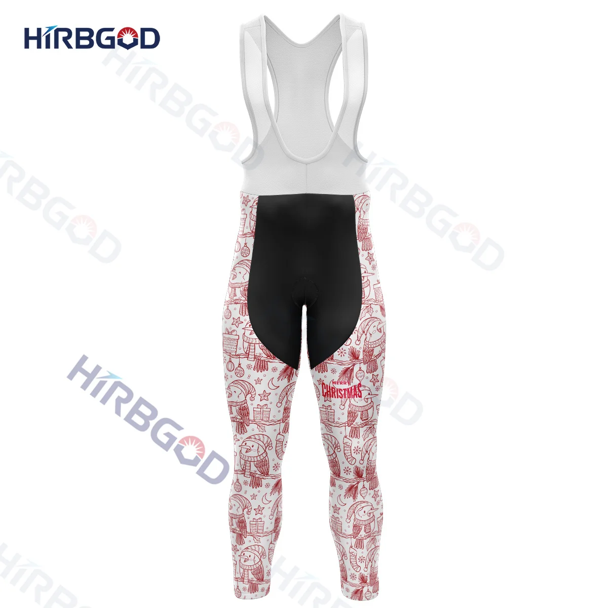 HIRBGOD New Cartoon CHRISTMAS Snowman Cycling Pants Sports Men's Pattern Tights Print Material Winter Breathable Four Seasons