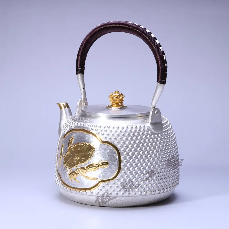 Teapot, stainless steel teapot, silver teapot, iron teapot, hot water teapot, teapot 1200 ml water, tea bowl, kung fu tea set.