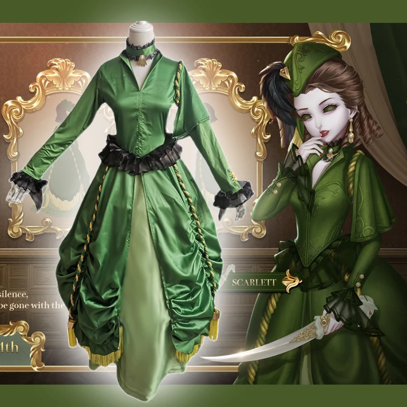 

Game Identity V Cosplay Costumes Hunter Mary Bloody Queen Cosplay Costume Scarlett Skin Uniforms Green Suits Dresses Party Gown