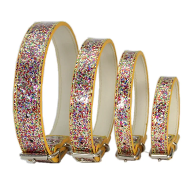 Bling Puppy obroża dla kota regulowana skórzana lśniąca obroża dla małych średnich psów koty Chihuahua mops Yorkshire Pet Supplies