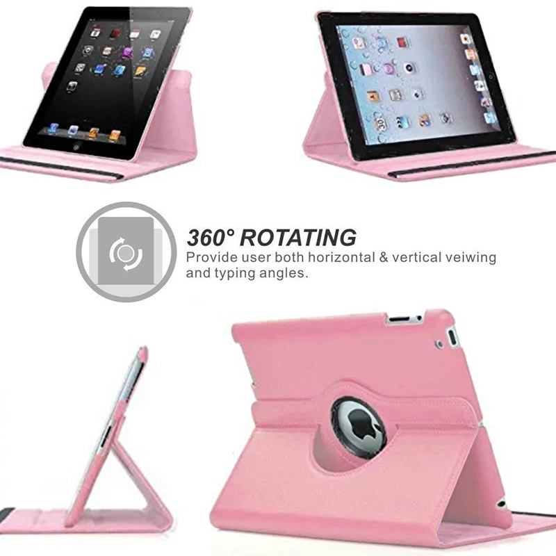 For iPad 2 3 4 Case 360 Degrees Rotating PU Leather Cover for iPad 2 3 4 Mini6 Stand Holder Cases Smart Tablet A1395 A1396 A1430