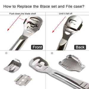 Ayak nasır tıraş topuk, sert cilt çıkarılması el ayak pedikür jilet aracı traş makineleri kolu, paslanmaz çelik paslanmaz çelik 10 bıçak araçları ayak bakımı 8 en çok satılan-rende-topuk-no. 4