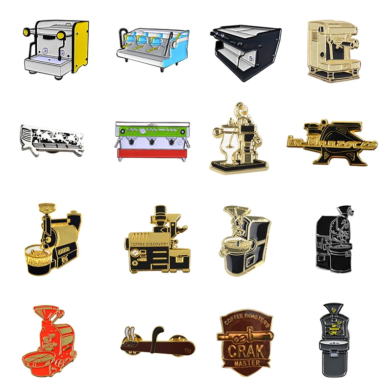 

New Barista Bakers Brass Brooch Retro Badge Coffee Maker Coffee Machine Pendant Collar Pin Collar Decoration