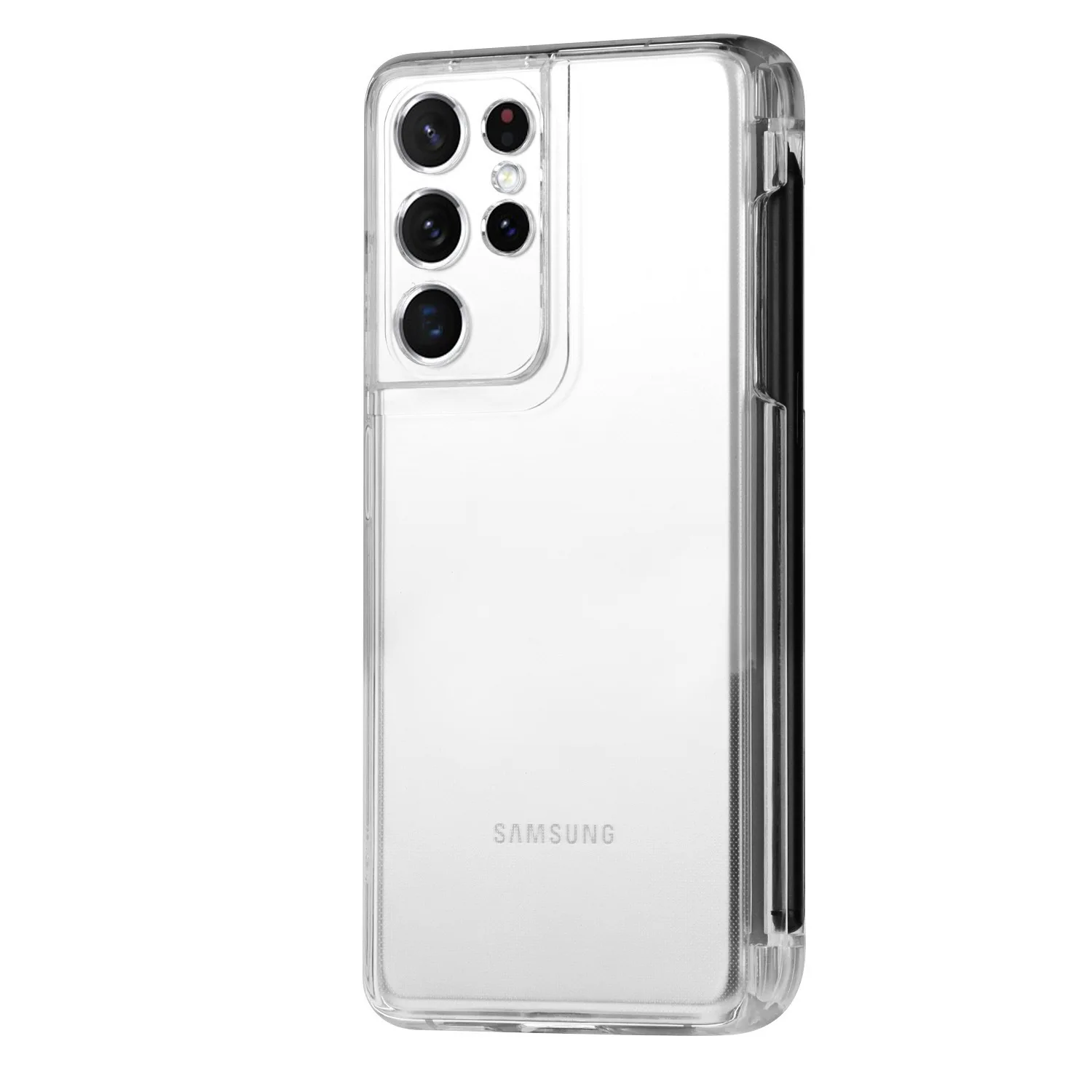 Funda transparente con ranura para bolígrafo para Samsung Galaxy S21 Ultra 5G, cubierta de TPU antigolpes, fundas de lujo