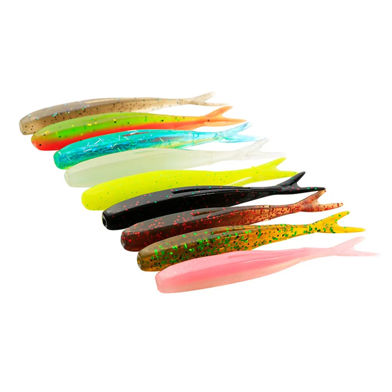 10Pcs 포크 테일 지그 소프트 루어 75mm 1.8g 소금 새우 냄새 워블러 인공 실리콘 소금 새우 미끼 잉어 음영 낚시 태클