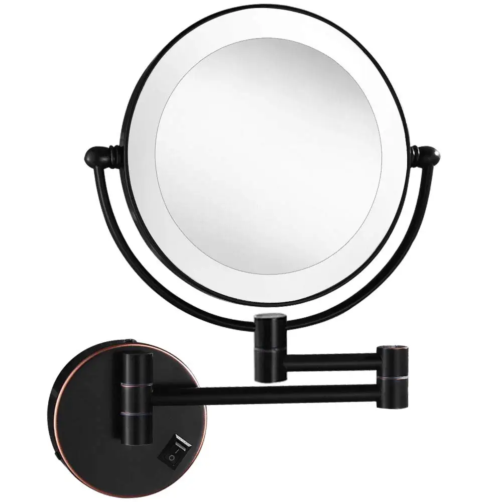 

Direct Wired Wall Magnifying Mirror, Bathroom 5X Magnification LED Lighted 8" Double Sided, 360 Degree Swivel, Oil Rubbed Bronze