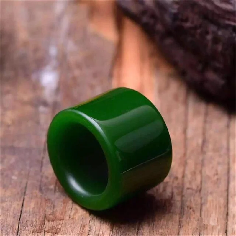 Hot selling / hand-carve Hetian Jade Jasper Spinach Green  ring fashion Jewelry Men Women Luck Gifts Amulet