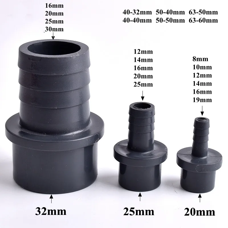 

5~20Pc O.D20/25-8/10/12/14/16/19/20/25mm PVC Hose Pagoda Connector Adapter Garden Irrigation Water Pipe Soft Hose Joints Fitting