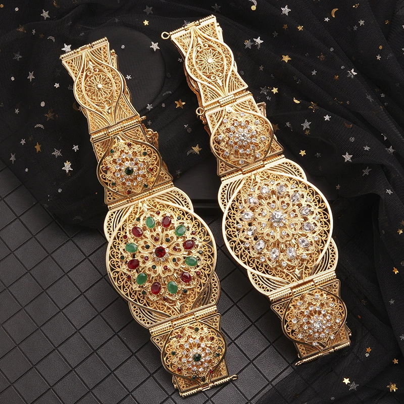 

Morocco Caftan Belt Gold Color Wedding Jewelry Hollowed-Out Metal Waist Chain Adjustable Length bijoux