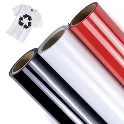 Vinilo de transferencia de calor, rollos de vinilo HTV multicolor para corte y silueta para camisetas, blanco y rojo, 3 rollos