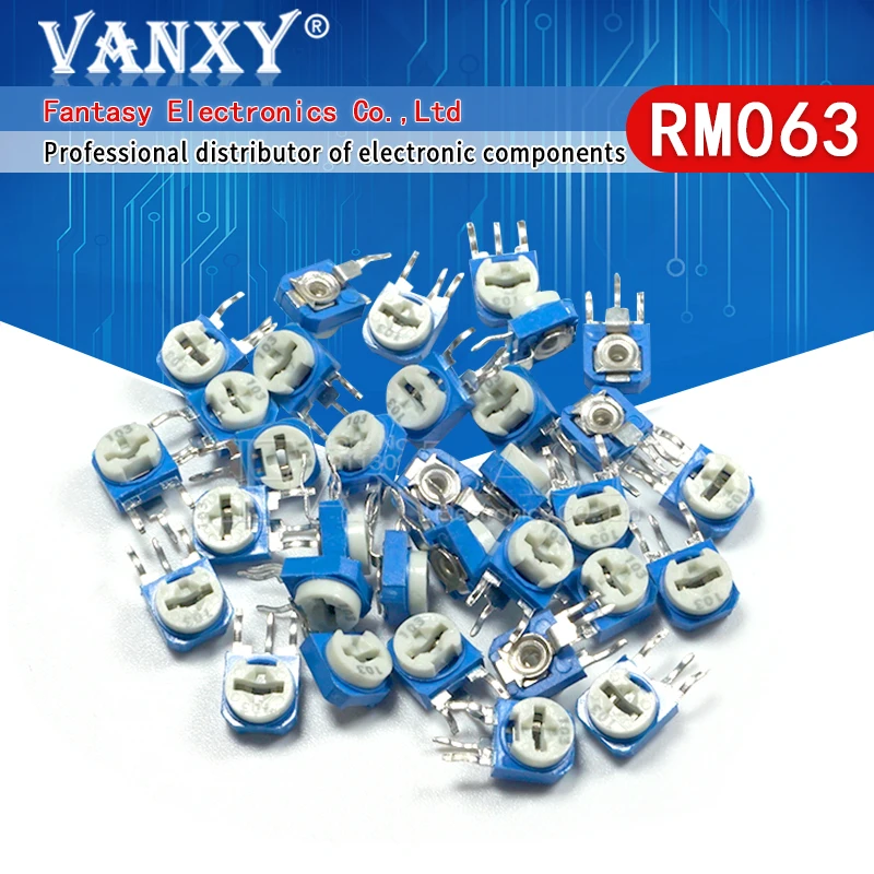 20szt RM063 RM-063 100 200 500 1K 2K 5K 10K 20K 50K 100K 200K 500K 1M ohm Trimpot Trimmer Potencjometr rezystor zmienny