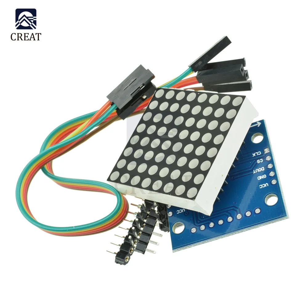 MAX7219 8x8 LED Dot Matrix Module Common Cathode MCU Control LED Display Board 5Pin Dupont Cable for Arduino DIY Kit