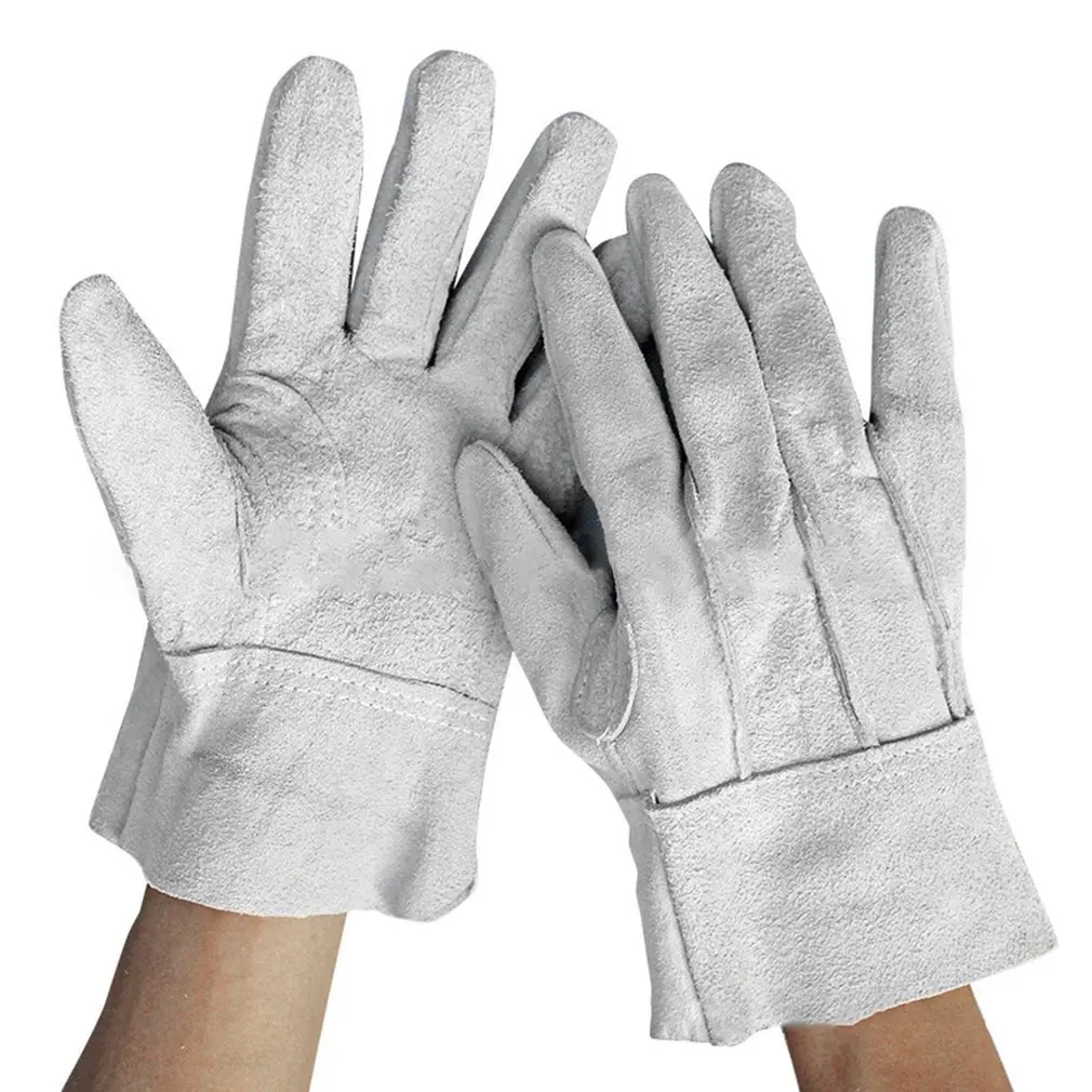 Fireproof Durable White Cow Leather Welder Gloves Comfortable Anti-Heat Work Safety Gloves For Welding Metal Hand Tools 230mm