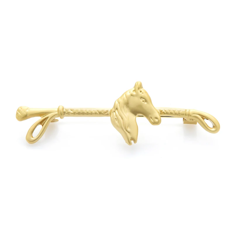 Wuli&baby Metal Horsewhip Brooches Women Unisex 3-color Horse Head Whip Party Casual Brooch Pins Gifts