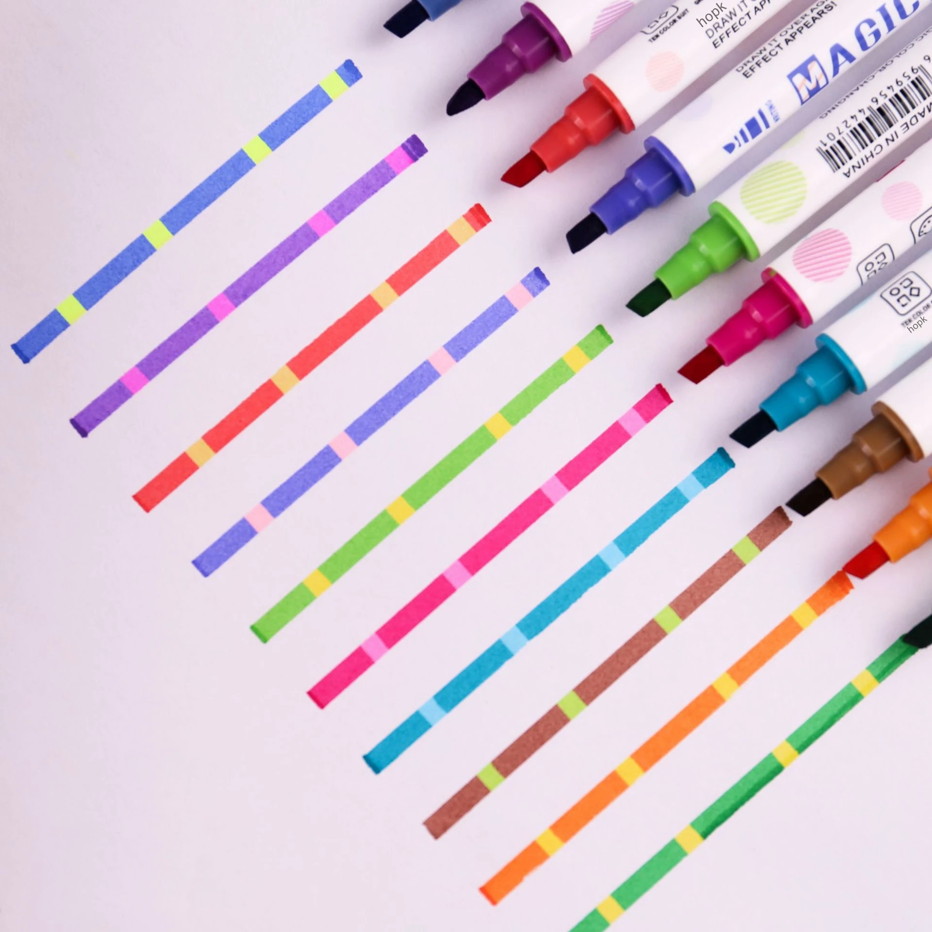 12pcs Magic Variable Color Drawing Pen Set Discolored Highlighter Marker Pens Scrapbooking Art Supplies Stationery School