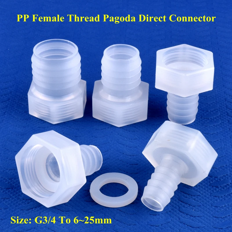 5~200pcs G3/4 Female Thread To 6~25mm PP Pagoda Direct Connector Aquarium Tank Fittings Micro Irrigation Garden Water Hose Joint