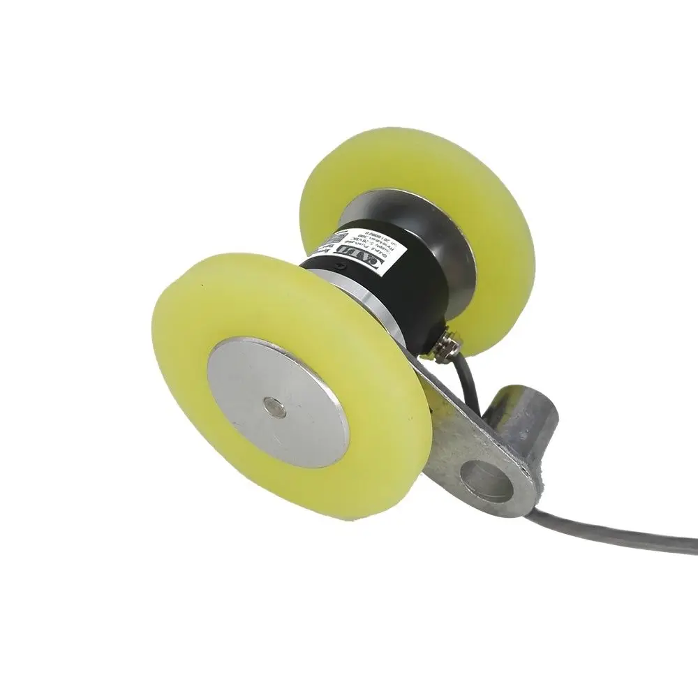 300mm chu vi hai Polyurethane bánh xe 600 xung ppr độ phân giải 0.5mm NPN Đẩy kéo Dòng PNP điều khiển đầu ra dệt đo lường