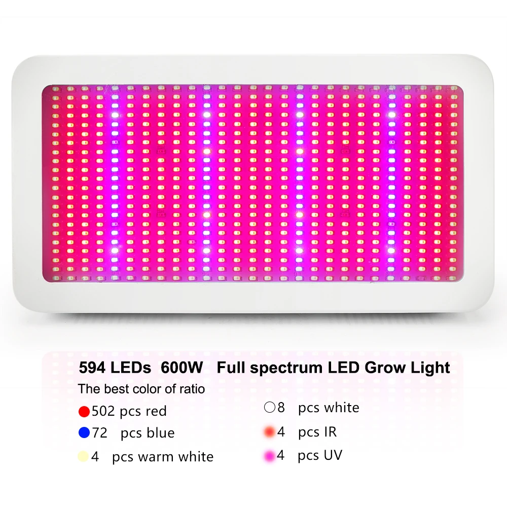 600W Led Grow Light Full Spectrum Indoor Cultivation AC85-265V Plants Growing Lamp With Power Supply and Chains