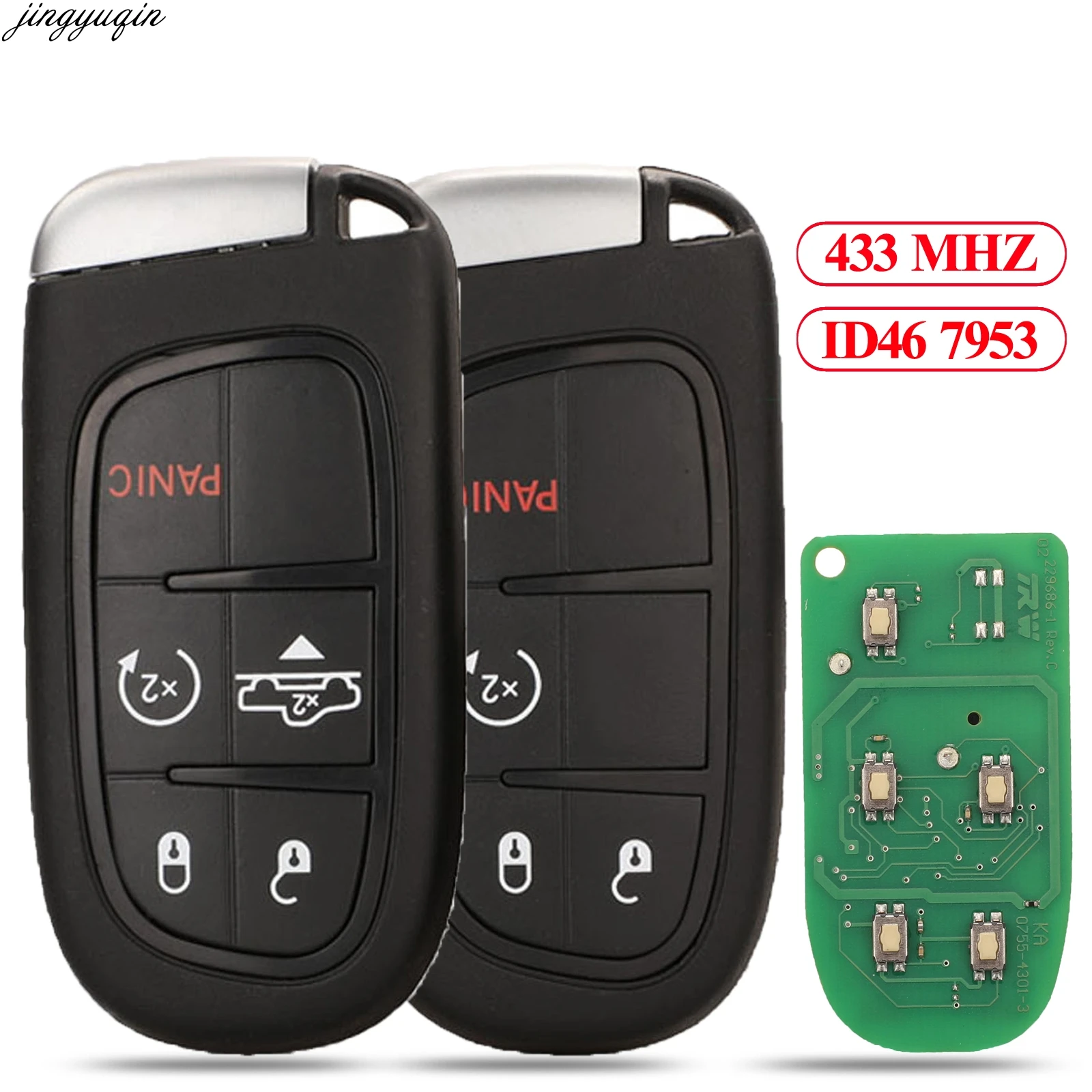 

Jingyuqin Remote Car Key Genuine Part 433MHz ID46 pcf7953 For Dodge Journey Ram 2500 2013-2019 GQ4-54T 4/5BTN Smart Original Fob