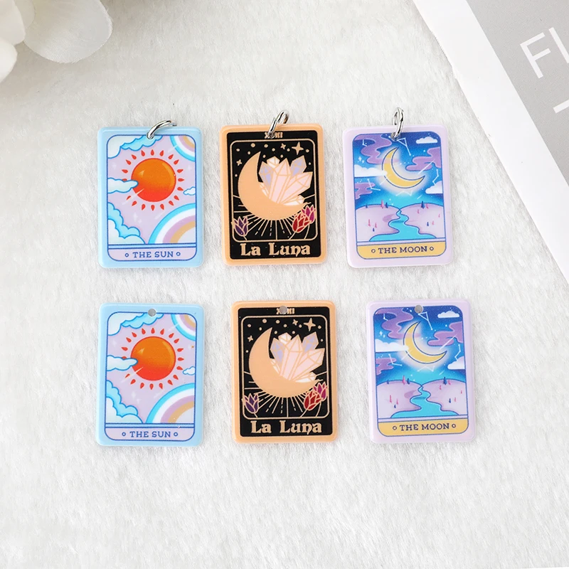 12 Pcs Tarot Card Charms  Punk Magical Divination Game Crafts  Necklace Earring  Keychain  Diy Making Acrylic Pendant