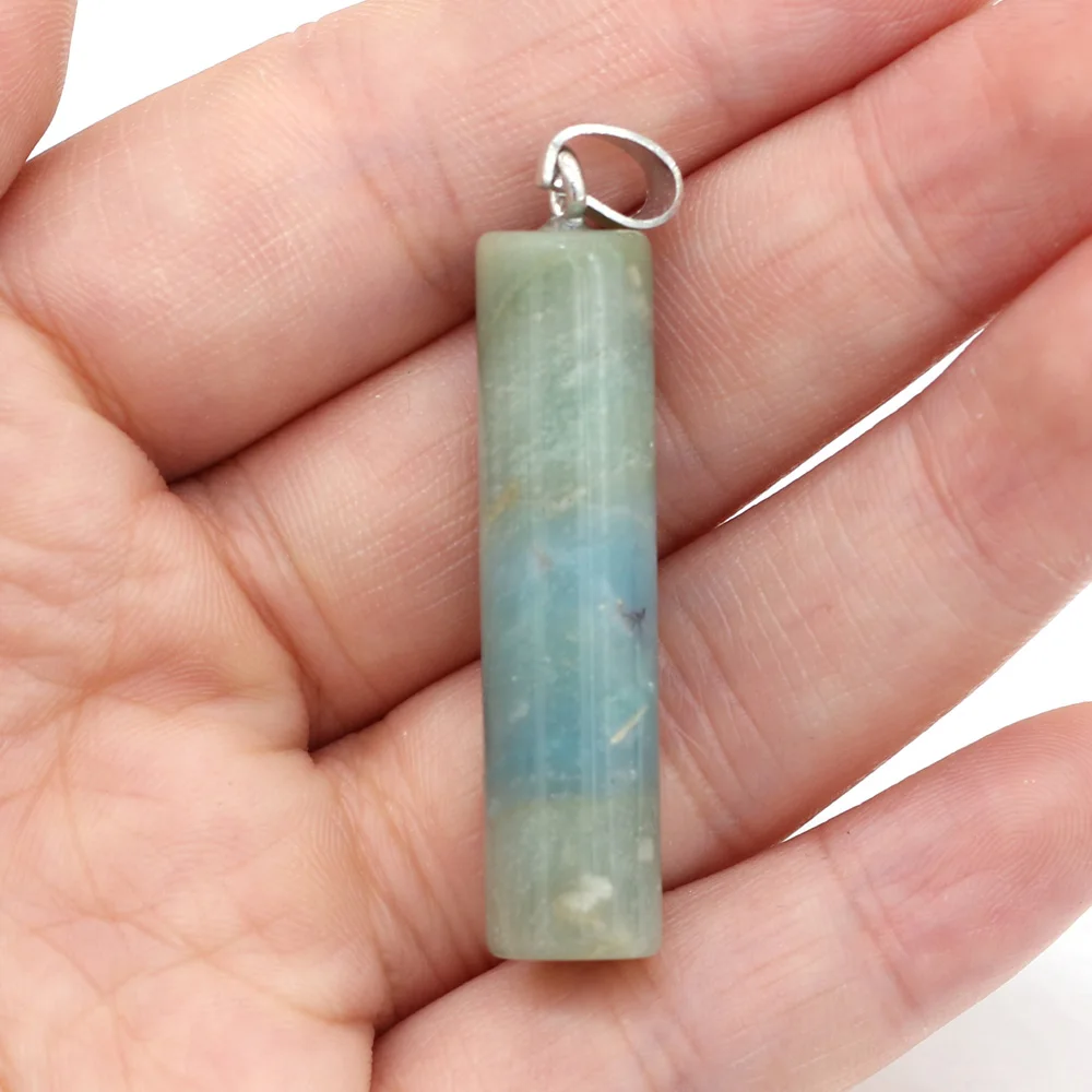 Natural Stone Pendant For Jewelry Making Rainbow Cylindrical Semi-precious DIY Necklace Handiwork Sewing Craft Accessory