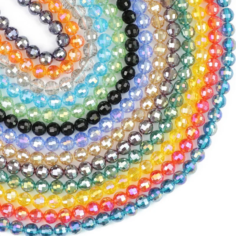 JHNBY-cuentas de cristal austriaco de fútbol facetado, abalorios sueltos redondos de color AB, fabricación de accesorios de pulsera de joyería DIY, 8mm, 96 piezas