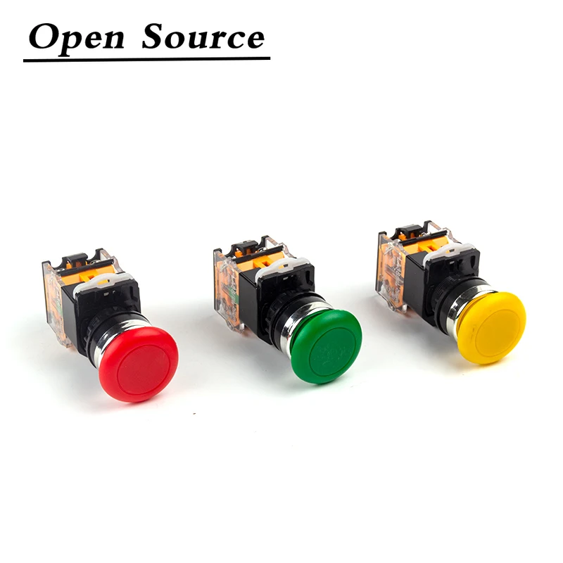 22mm LA38-11M/LA38-11MS Mushroom Head Push Button Switch Self-locking/Latching Self-reset/Momentary 10A/660V Red Green Yellow image 2