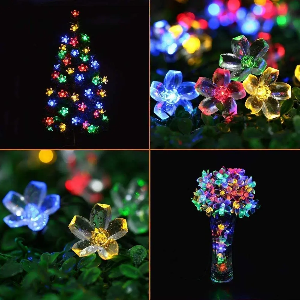 OSIDE LED พลังงานแสงอาทิตย์ String ไฟ100/200LED Blossom กลางแจ้งกันน้ำแสง Fairy ไฟประดับคริสต์มาสตกแต่งบ้านสวน